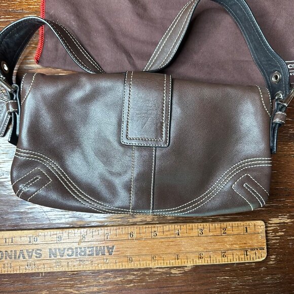 Vintage Coach Y2K Brown Leather Shoulder Bag With Dust Bag - Picture 5 of 15